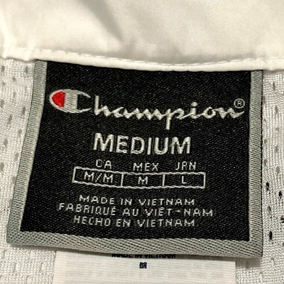 Champion White & Black Life Zipper Tape Cropped Coaches Jacket Size Medium - Picture 13 of 16